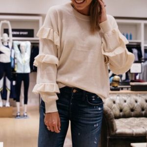 J crew wool blend ruffle sleeve wool blend sweater